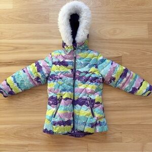 32 Degrees Girls Jacket Waterproof Purple Wave Size: 5